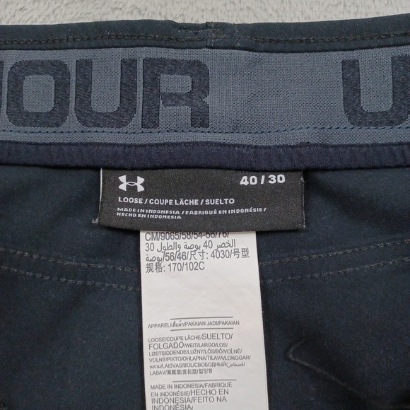 Under Armour Pants Mens 40x30 Black Cargo Pockets Loose Fit Storm Casual - Picture 4 of 9